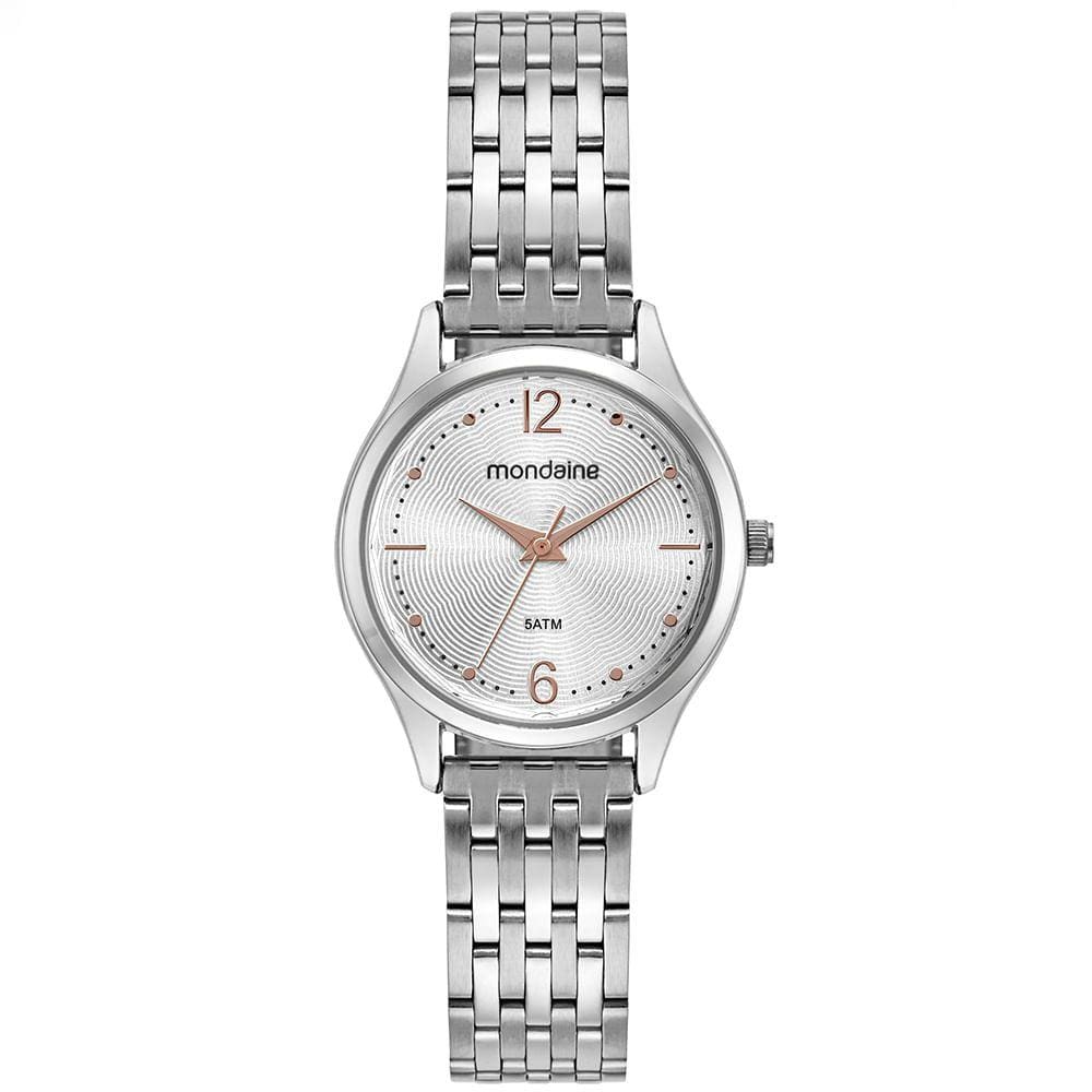 Relógio MONDAINE feminino analógico prata rosê 32529L0MVNE3