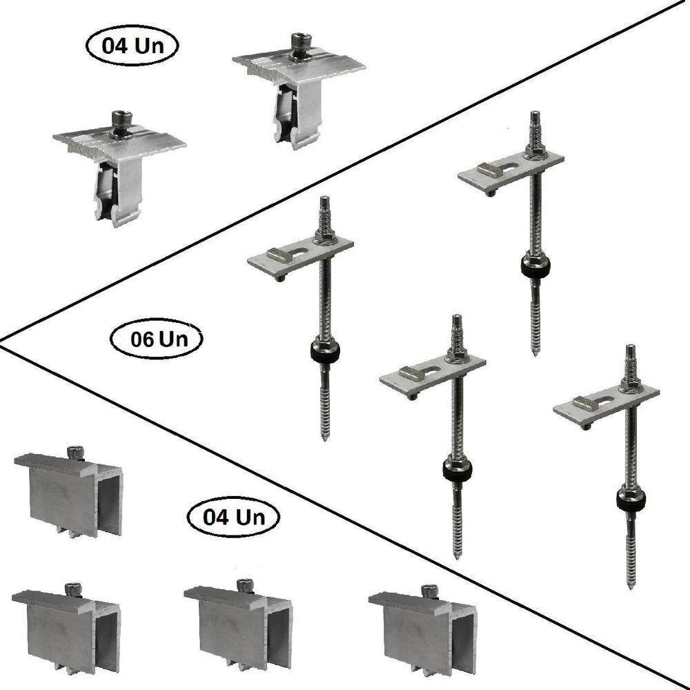 Kit Estrutura Suporte Fixador 03 Placas Solar Alumínio E