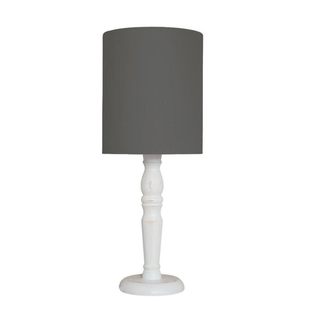 Luminária De Mesa Cúpula Tecido Preto Base Branco Provençal