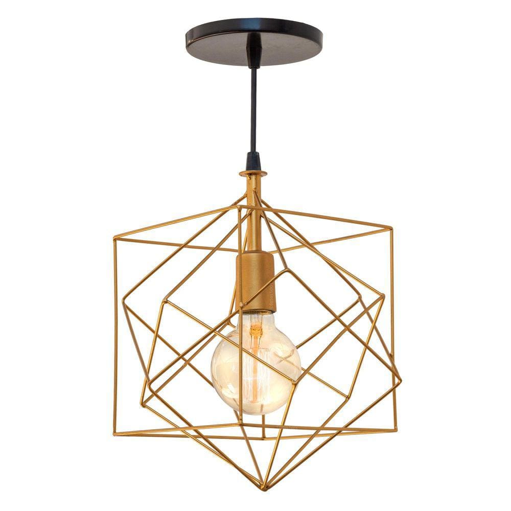 Pendente Aramado Poptem Cubic Dourado