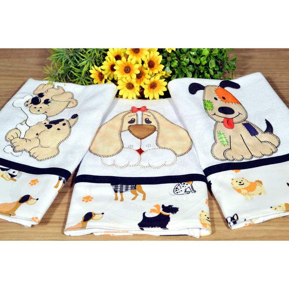 Kit Pano de Pratos 3 peças - Cachorrinhos