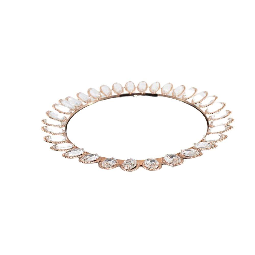 Bandeja Cristal Redonda Versalles Rose Gold Metal 33 Cm