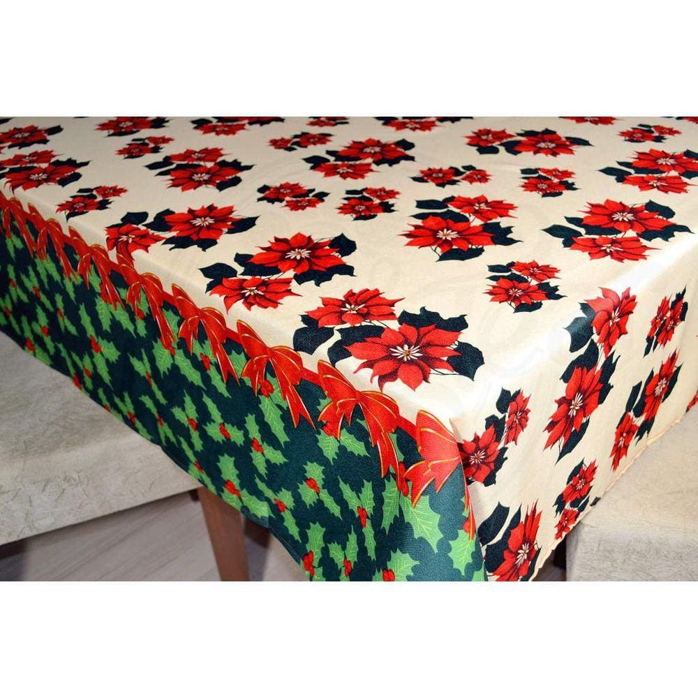Toalha de Mesa Oxford Natal - Flores e Laços