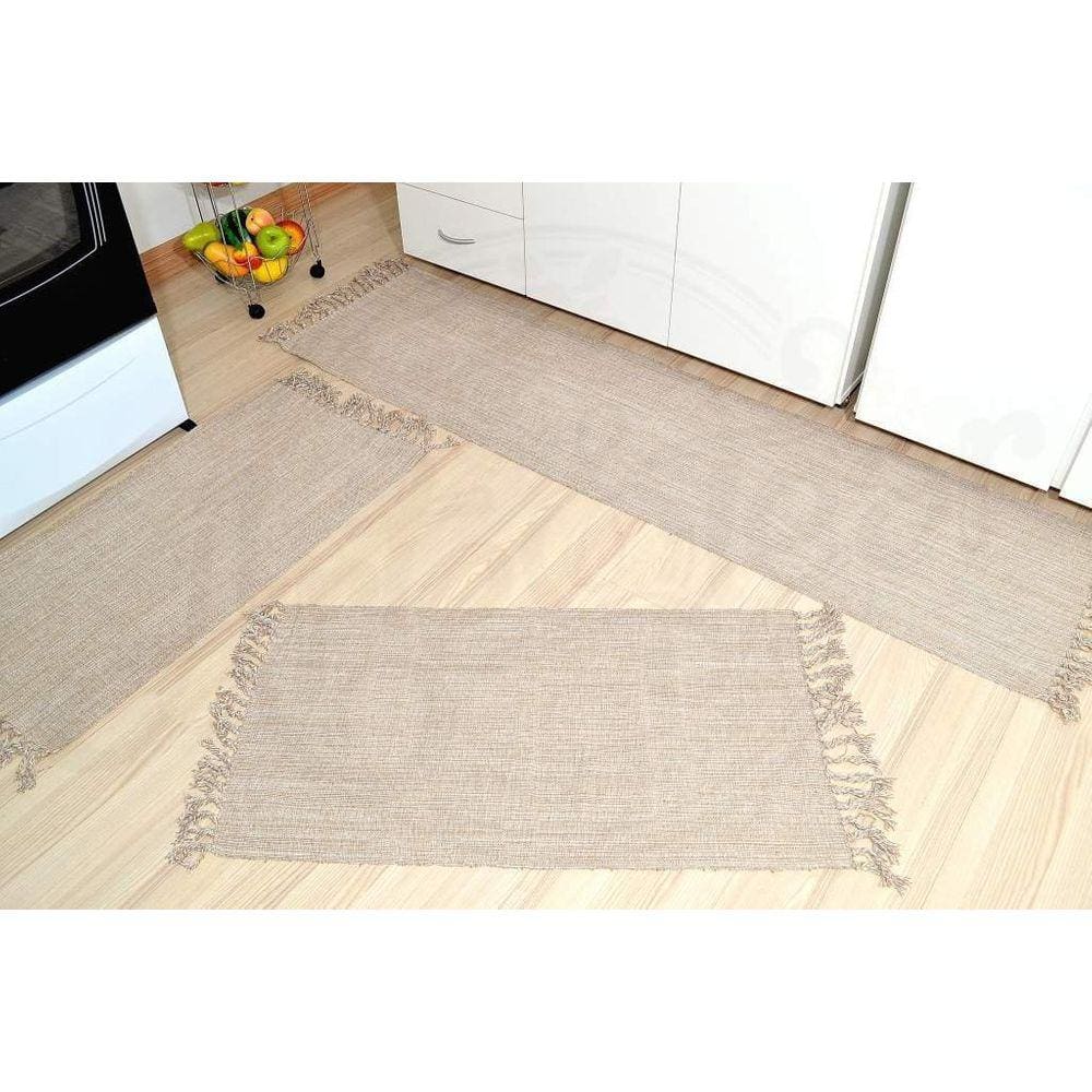 Jogo de Passadeira de Tear Liso - Bege Mesclado