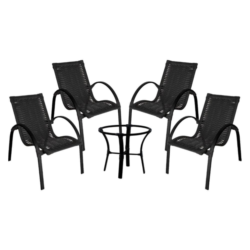 Conjunto de Mesa de Centro e 4 Cadeiras Garden para Área Externa