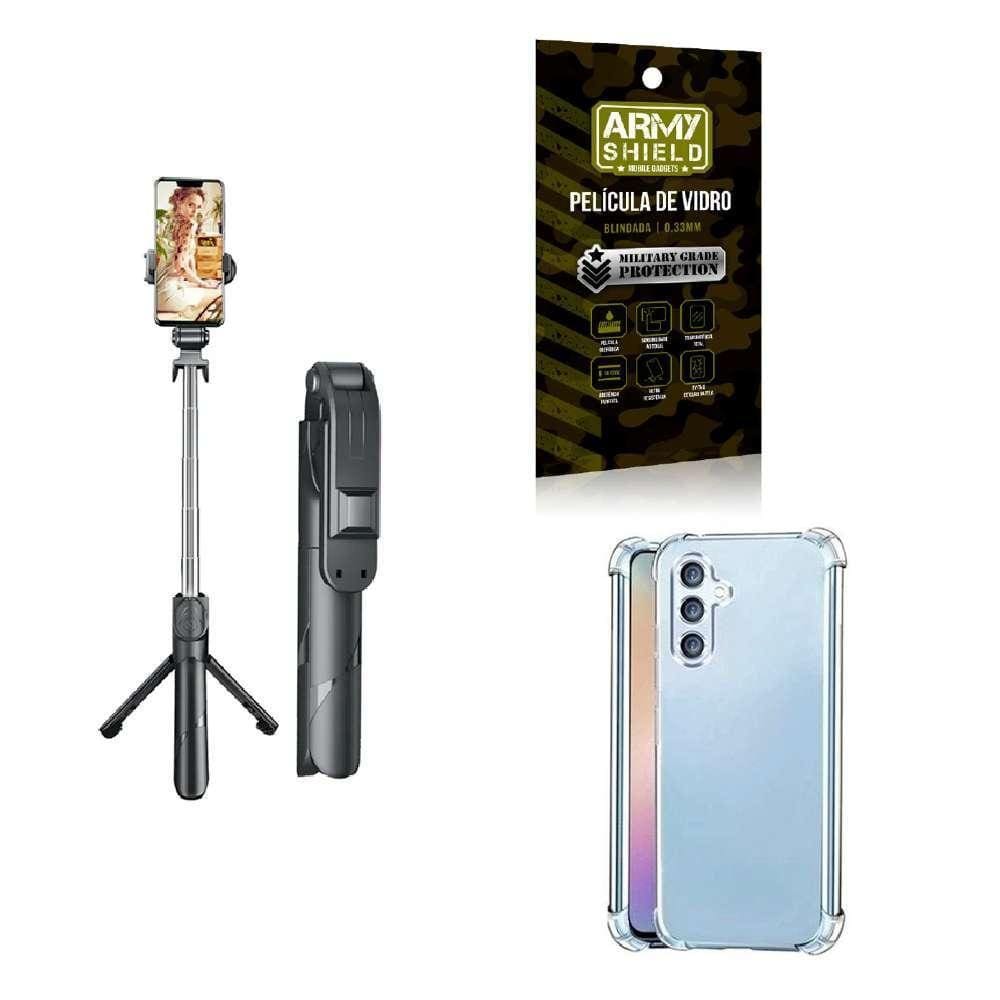Kit Tripé De Selfie + Capinha Samsung A34 + Película 3D