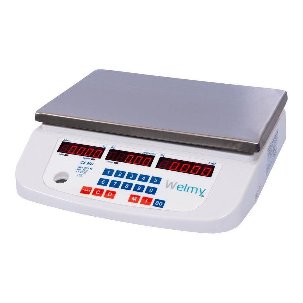 Balança Computadora Eletrônica Bat Led C6 6/15Kg 2/5G Welmy