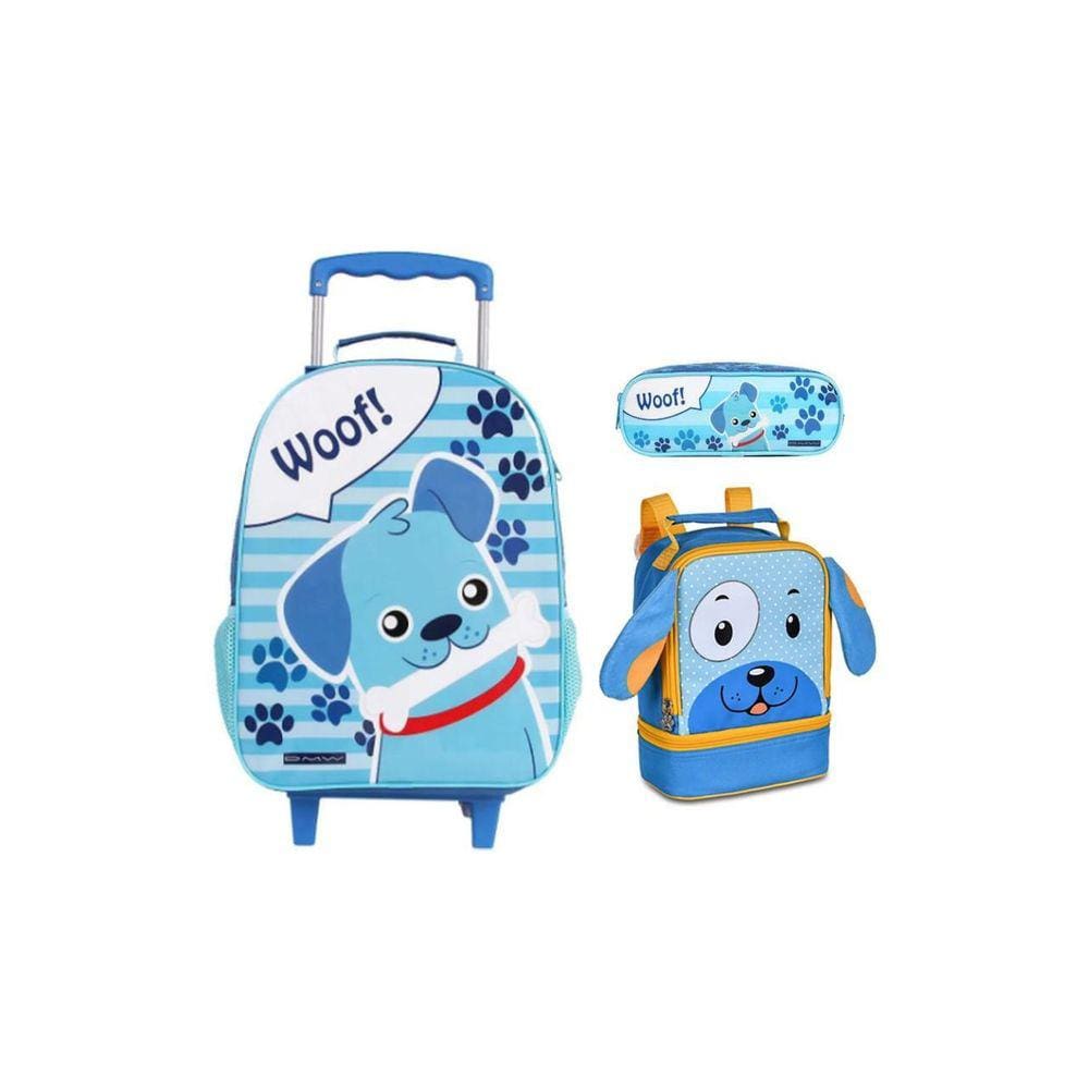 Kit Escolar Pets Dog Mochila De Rodas + Lancheira + Estojo