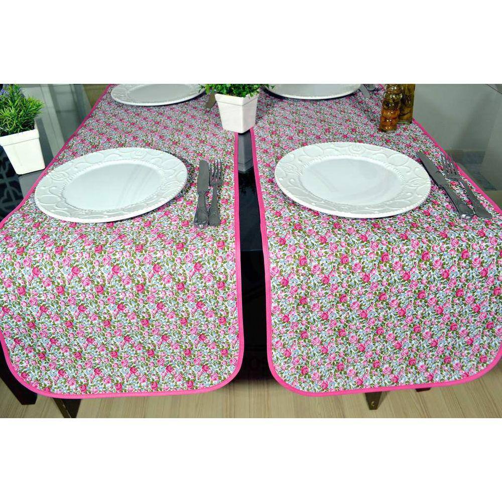 Caminho de Mesa Matelado - Floral Rosa Pink