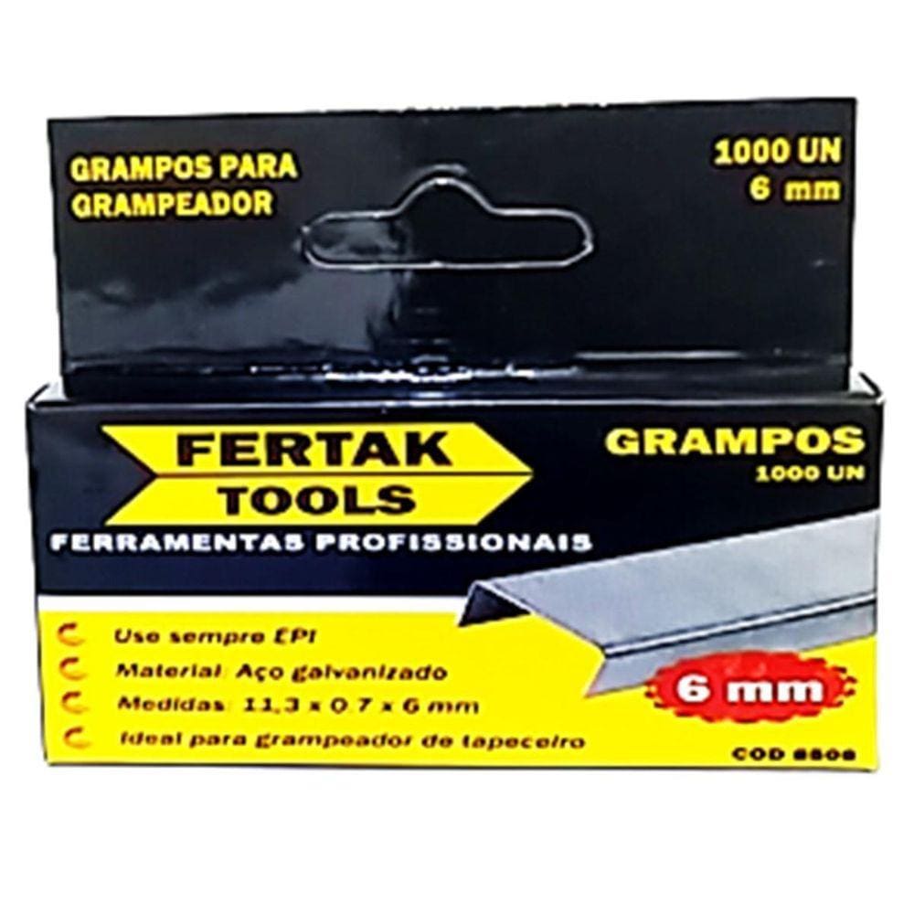 Grampo 6Mm Tipo53 Grampeador Tapeceiro Caixa 1000Pçs Fertak