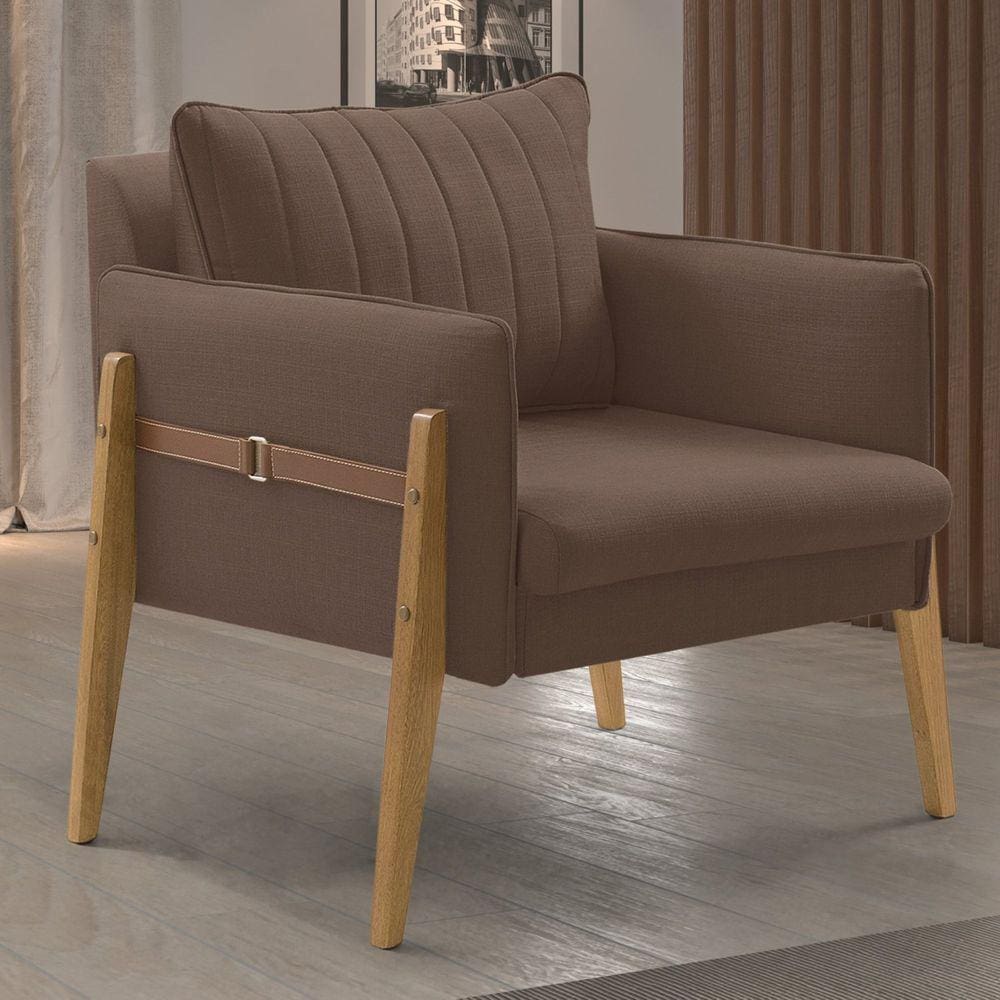 Poltrona Decorativa para Sala de Estar Orion Marrom