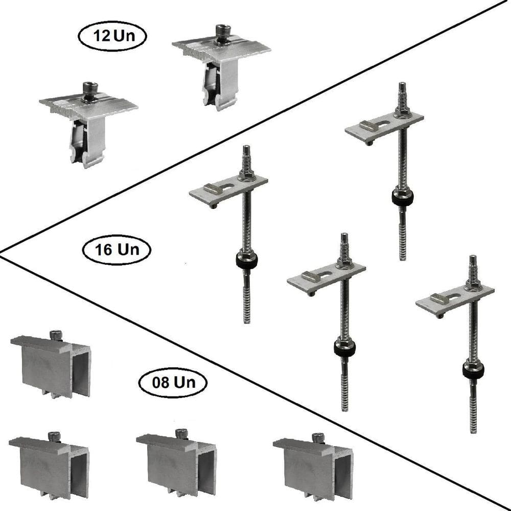 Kit Estrutura Suporte Fixador 08 Placas Solar Alumínio E