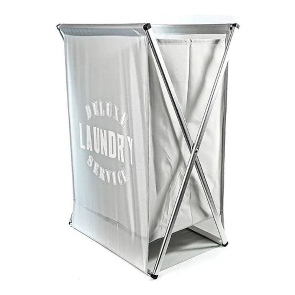 Cesto De Roupas Dobrável Cinza Deluxe 63 X 38