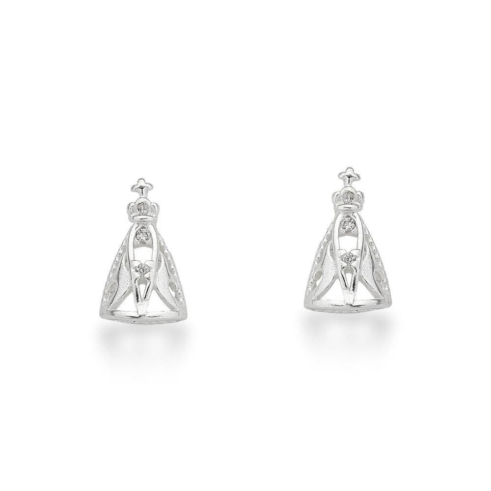 Brinco Pequeno Nossa Senhora Aparecida Prata 925