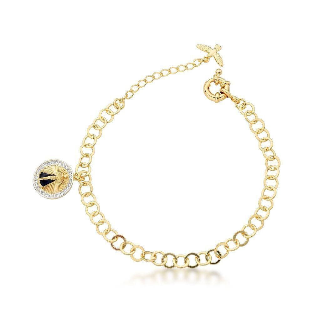 Pulseira Nossa Senhora Aparecida Semijoia Banhado A Ouro18k 18cm