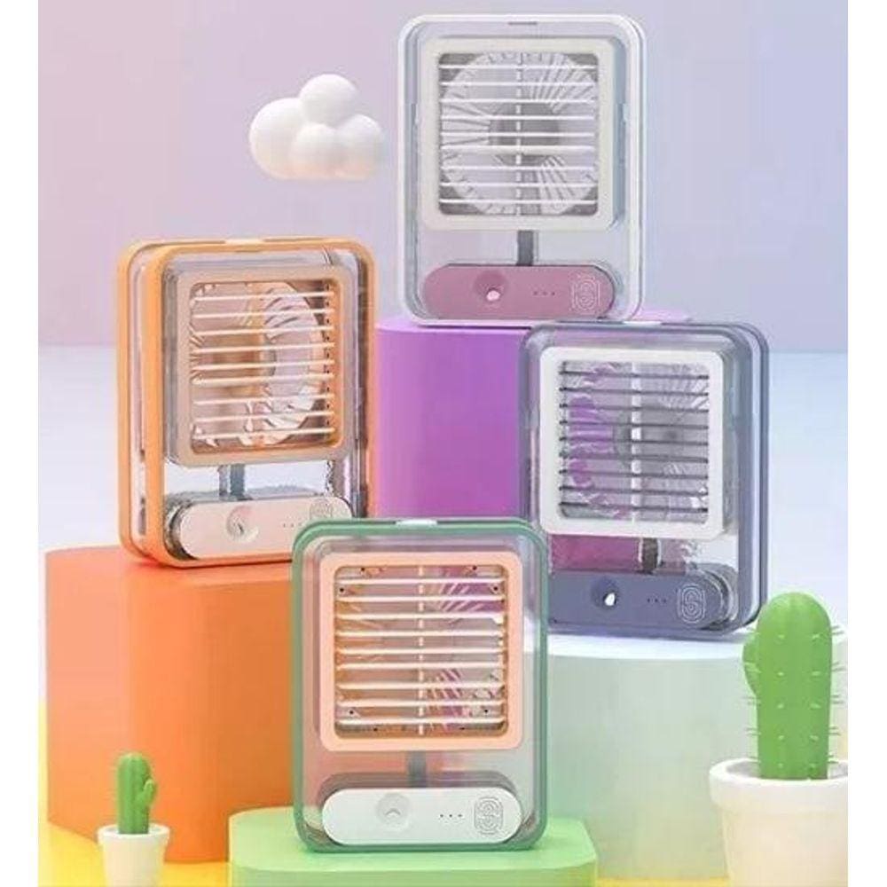 Mini Ventilador Recarregável - Umidificação - 3 Velocidades