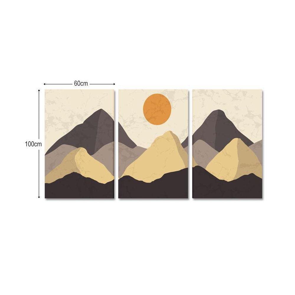 Kit 3 Quadro Telas Decorativas Minimalista Montanha 100X60Cm