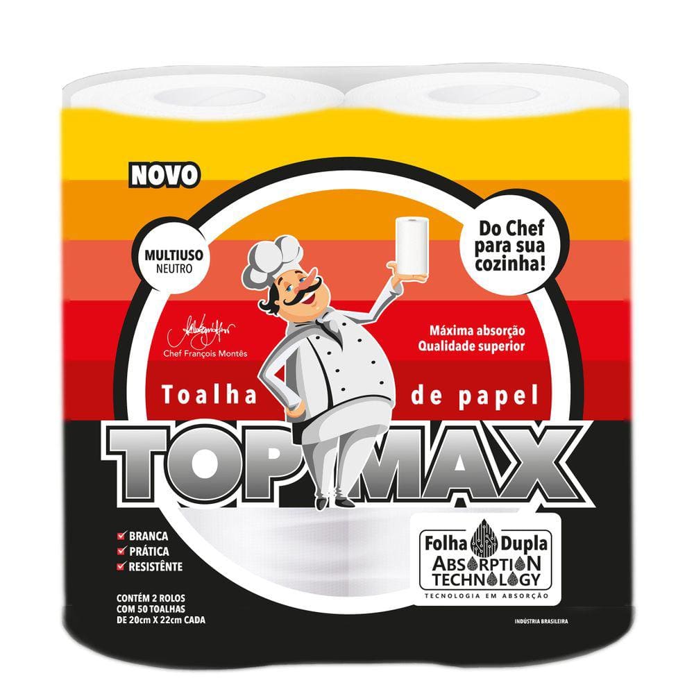 Toalha De Papel Folha Dupla Top Max 50Fls C/2