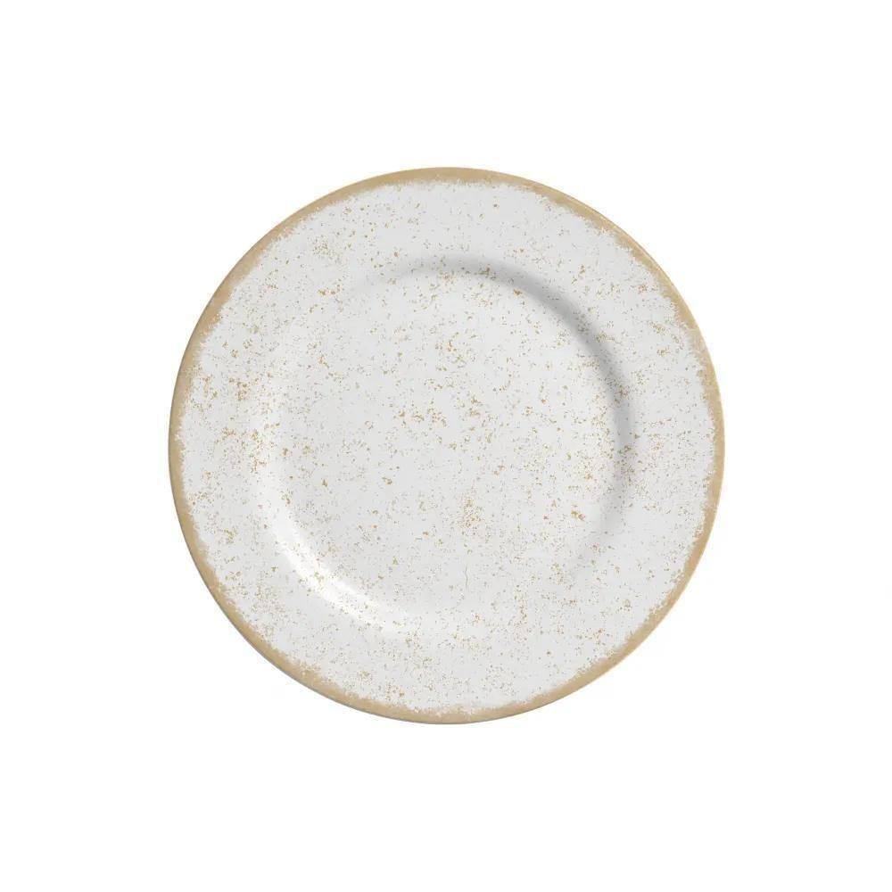 Pratos de Sobremesa Cerâmica Branca 21cm - Jogo com 6
