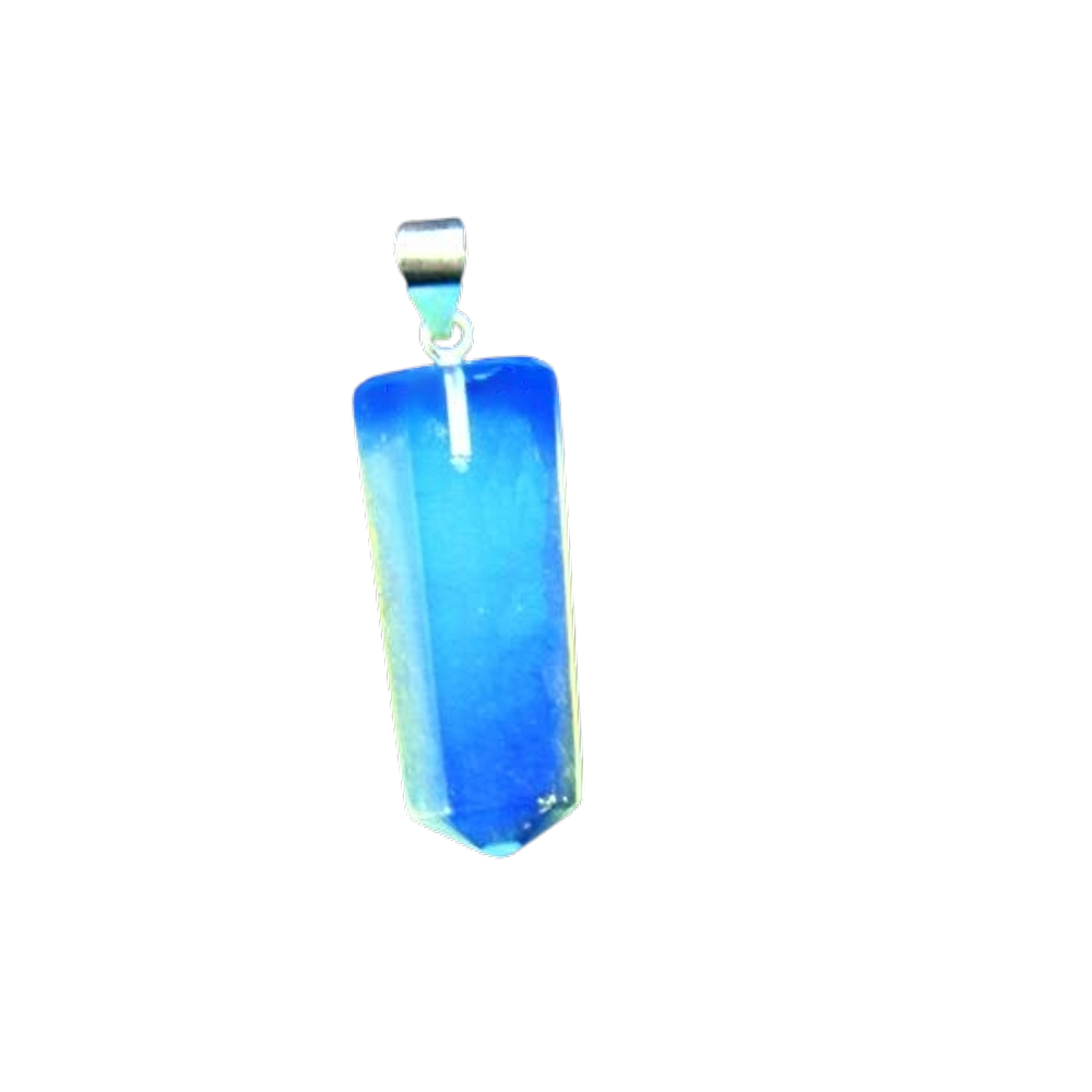 Colar Pontinha Pedra da Lua Opalina Pino e Presilha Prateado