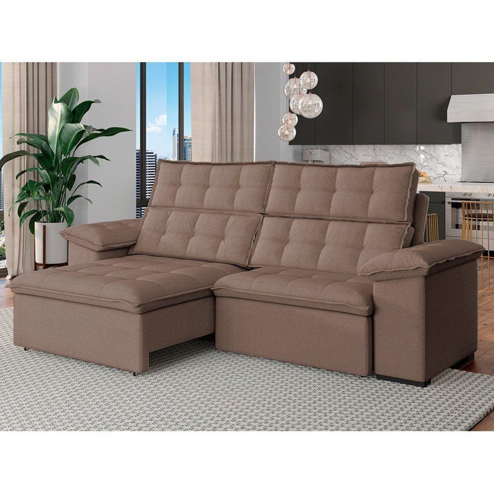 Sofá 3 Lugares Retrátil e Reclinável 230cm Denver Avelã