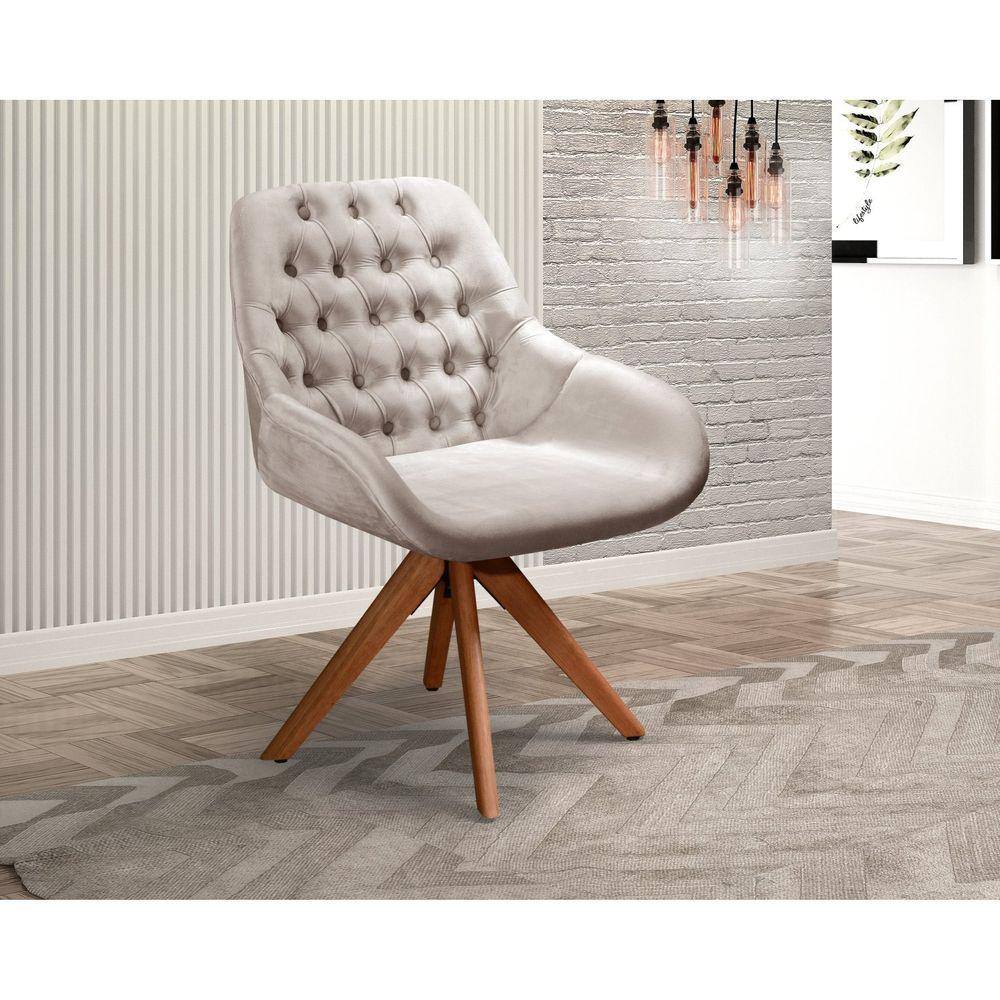 Poltrona Decorativa para Sala de Estar Giratória Linda Nude