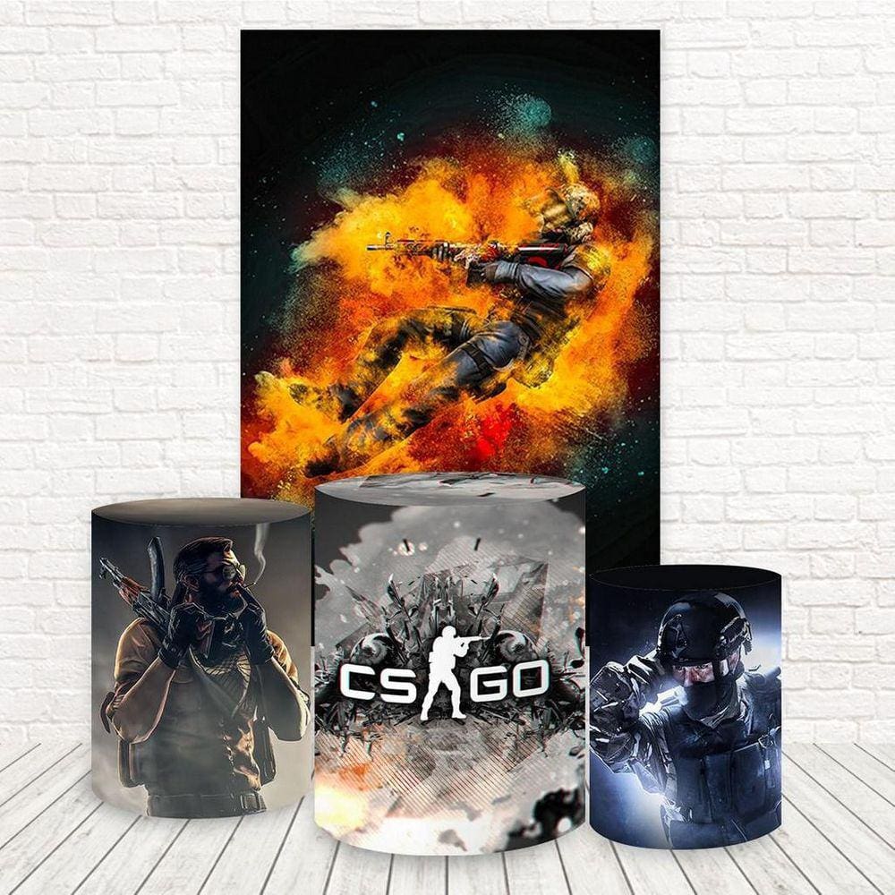 Painel Retangular E Capas Tecido Counter Strike Fkpc-1113