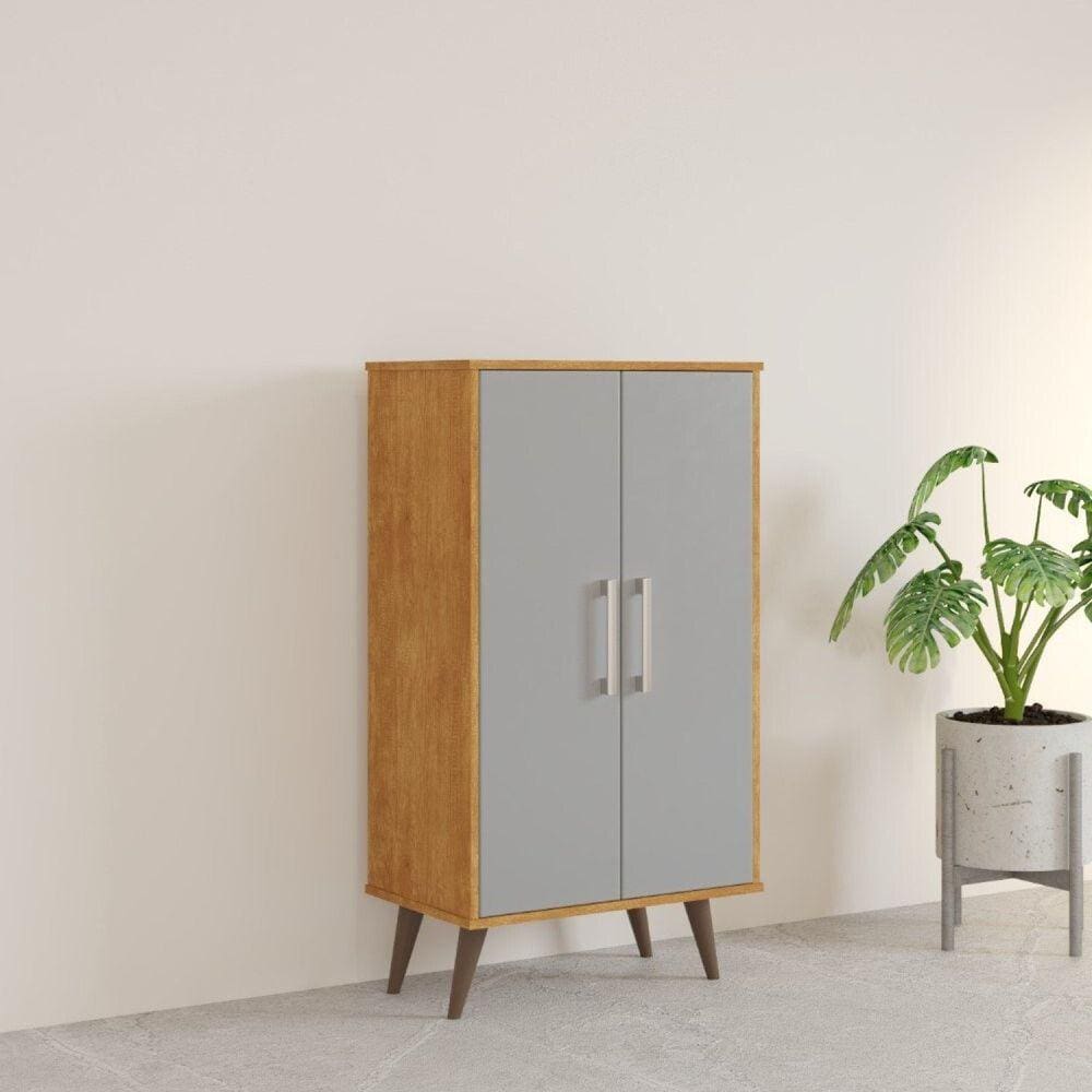 Armário Multiuso 2 Portas Lincon Yescasa Marrom/Cinza
