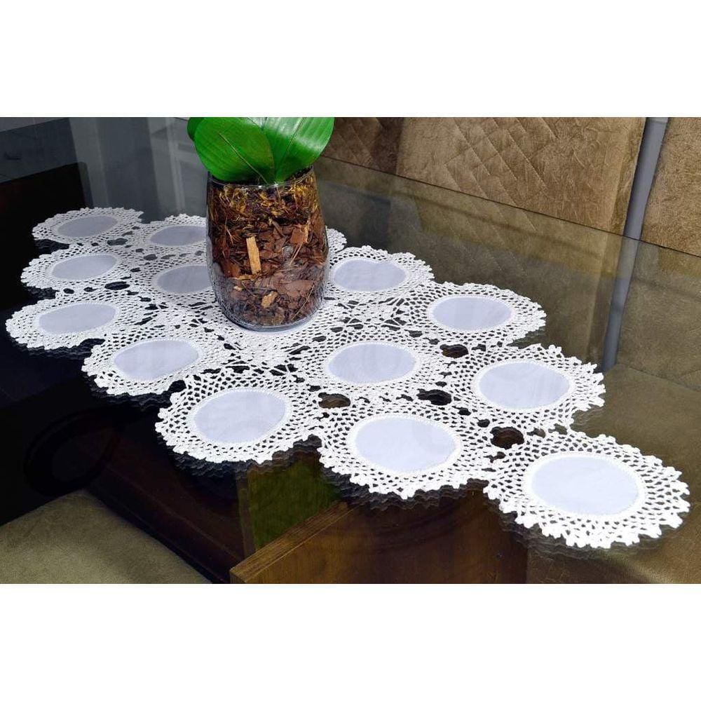 Caminho de Crochê Linha Cléa 0,90m - Branco