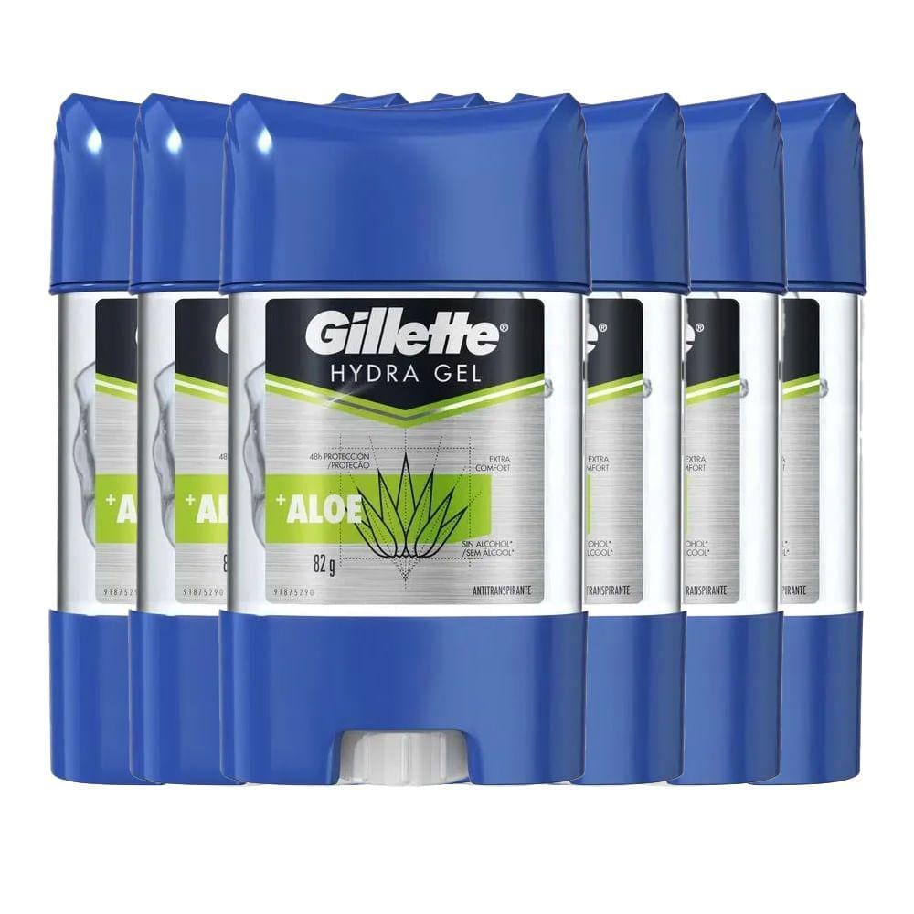 Kit Desodorante Gel Antitranspirante Gillette Hydra Gel Aloe 82g - 6 Unidades