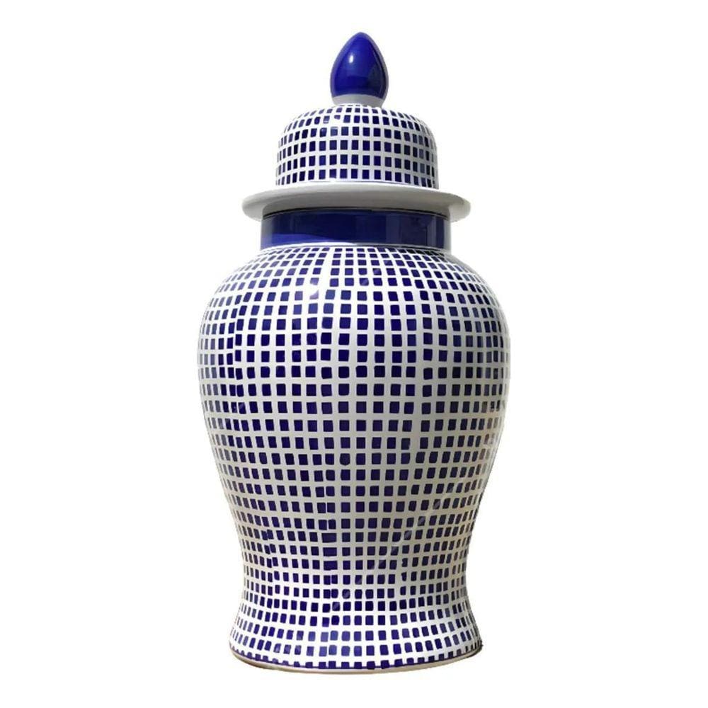 Vaso Grande Decorativo Porcelana Azul E Branca 65Cm Altura