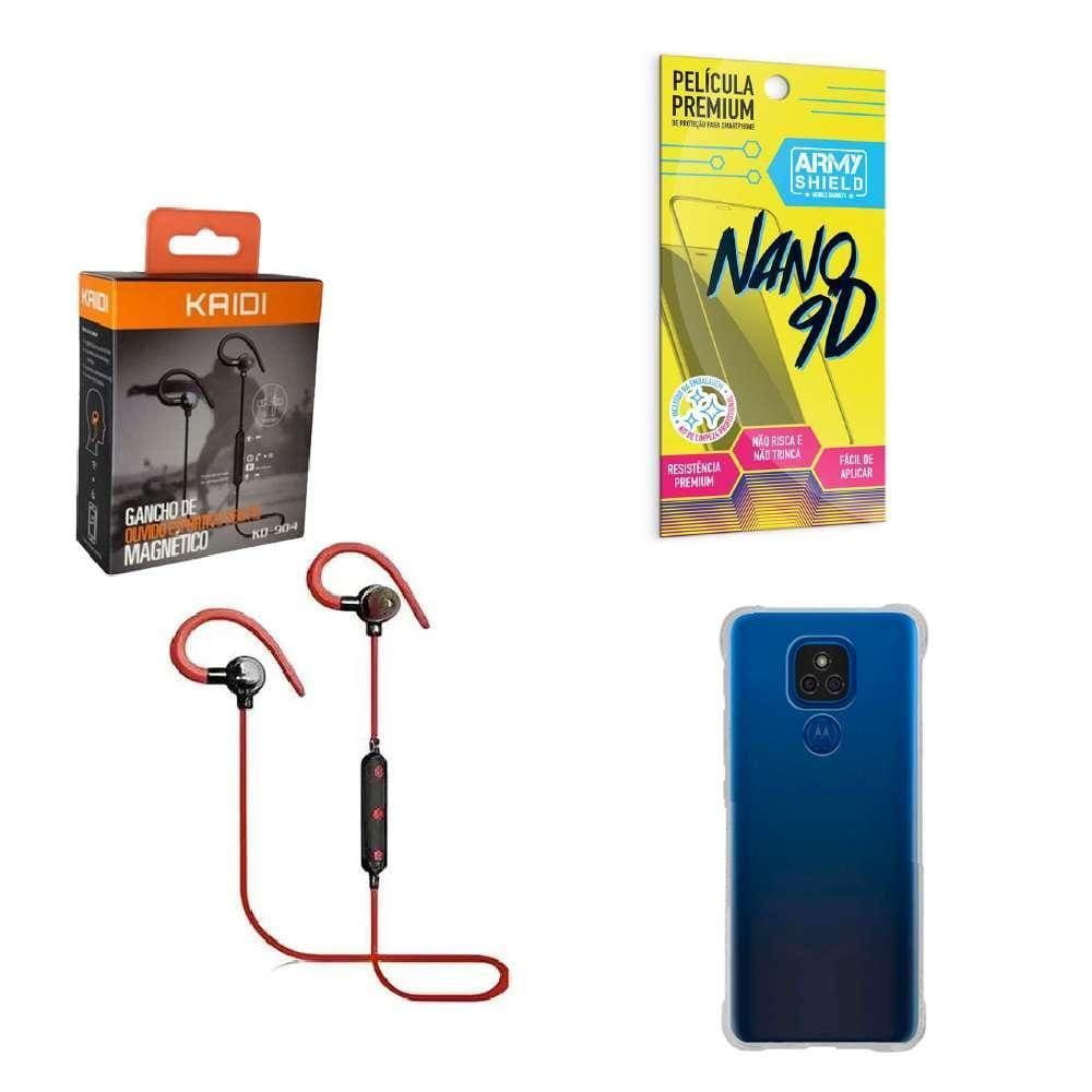 Kit Capinha Motorola E7 Plus Fone Bluetooth E Película 9D