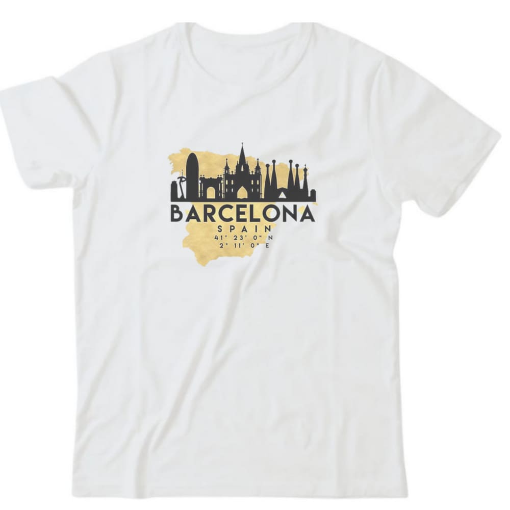 Camiseta algodão global prints - Barcelona - Espanha