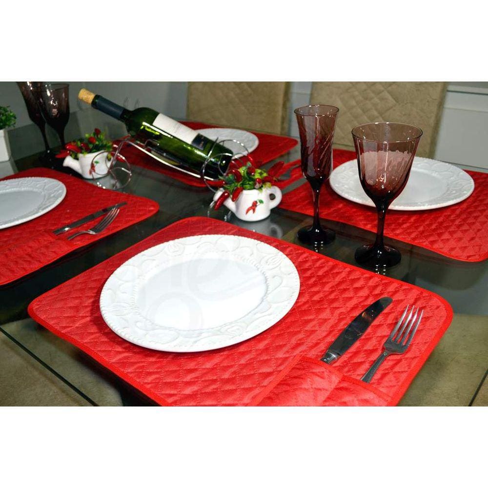 Jogo Americano Matelado com 4 Peças - Vermelho Scarlet
