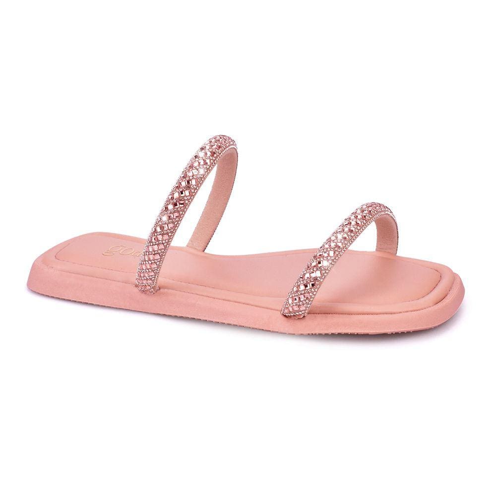 Rasteira Flat Cristal Strass Feminino Godiva Rosado Light 334097