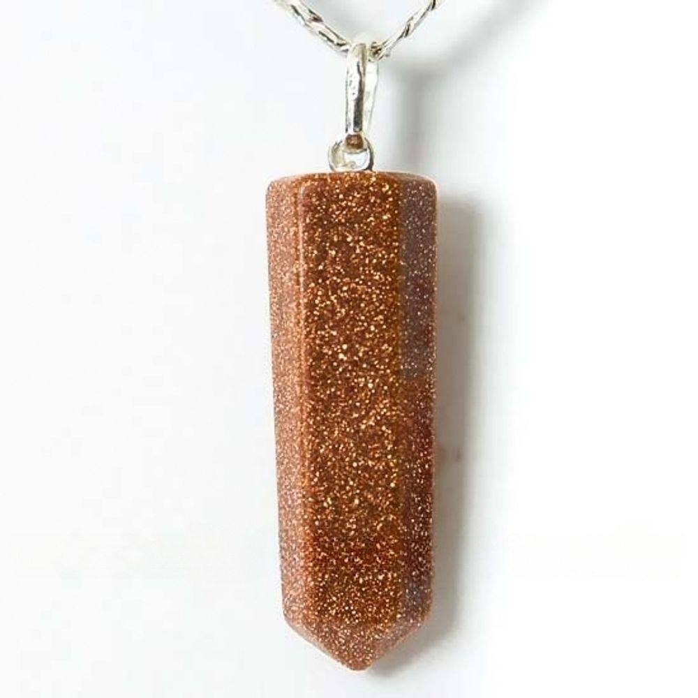 Colar Pontinha Pedra do Sol Pino e Presilha Prata 950