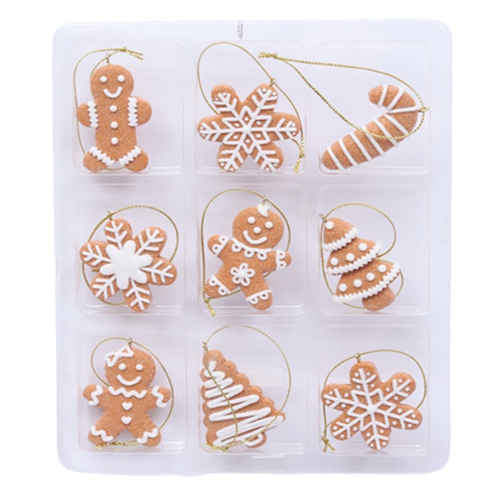 Kit 9 Enfeite de Biscoito de Gengibre para Árvore de Natal
