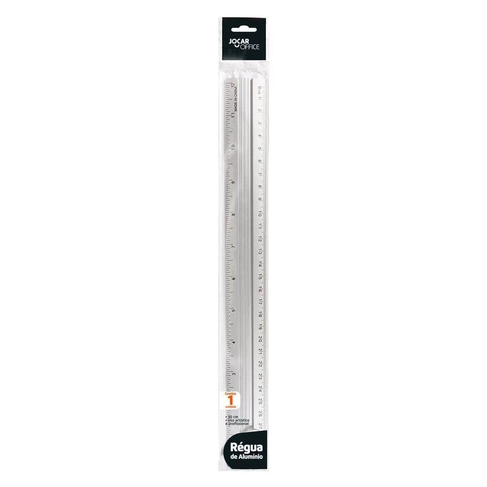 Régua De Alumínio 30cm Prata Resistente Jocar Office
