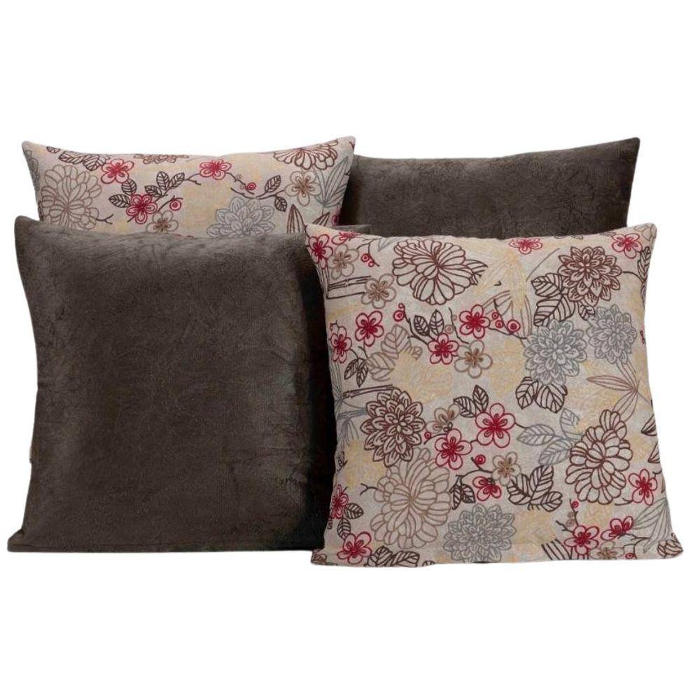 Kit 4 Capas De Almofada Para Sofá Estampa Tabaco Floral