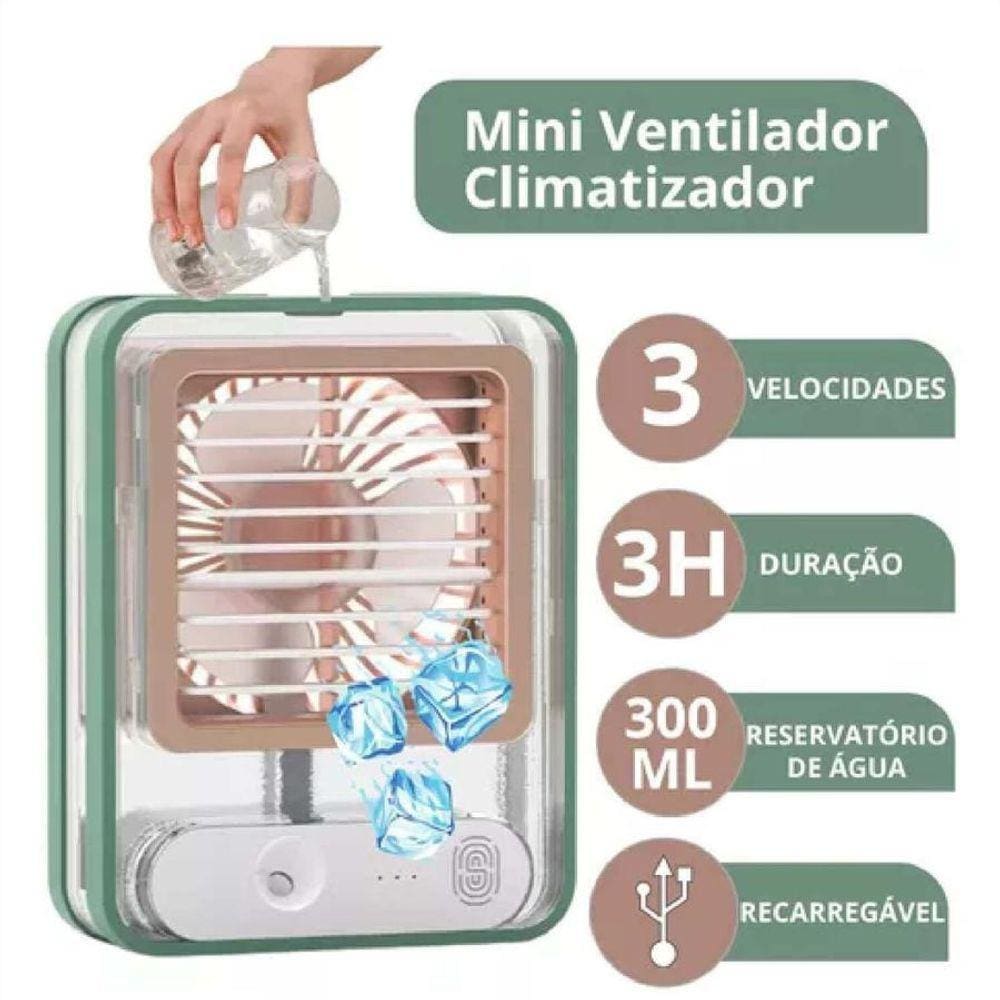 Ventilador Portátil de Mesa com LED e Umidificador - VALECOM
