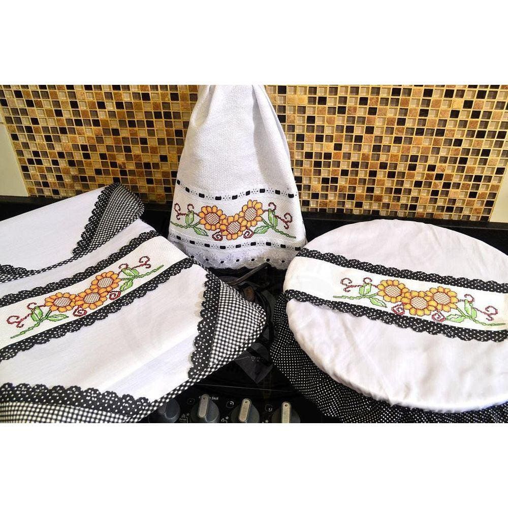 Itens para Cozinha Bordado Ponto Cruz - Girassol