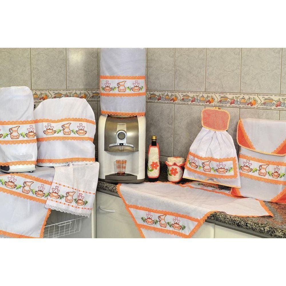 Itens para Cozinha em Bordado Ponto Cruz - Jarro Laranja