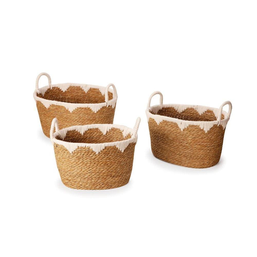 Conj Cesto Decorativo Organizador Em Fibra Natural Algodão
