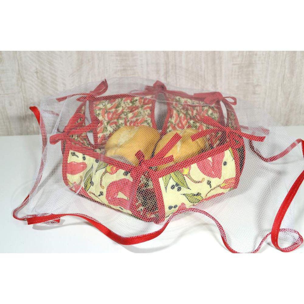 Cesta de Pão em Tecido Dupla Face - Pimenta Vermelha