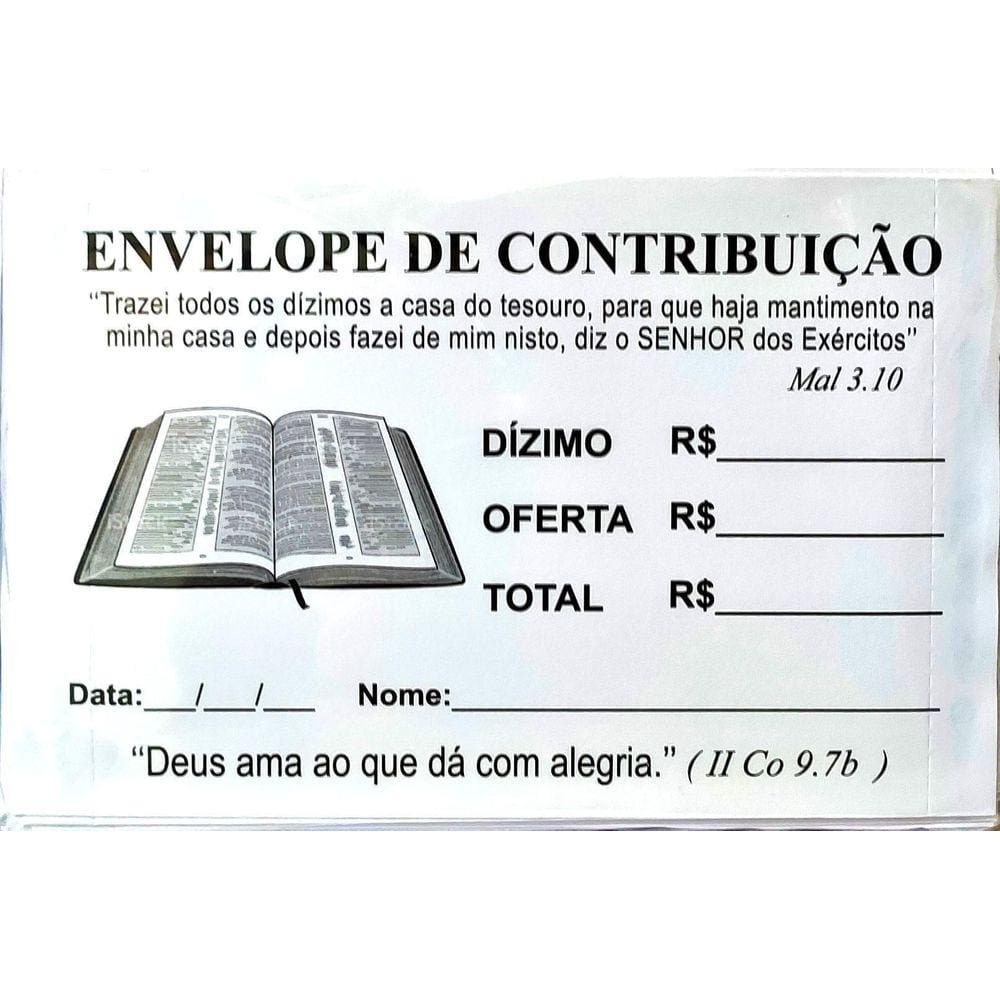 Envelope De Dízimo E Oferta Pacote C/100 Unidades Branco