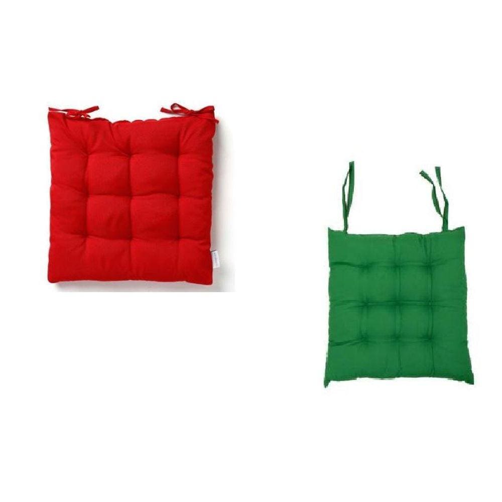 Assento Cadeira Almofada Futon 2 Verde E 2 Vermelhas 40X40