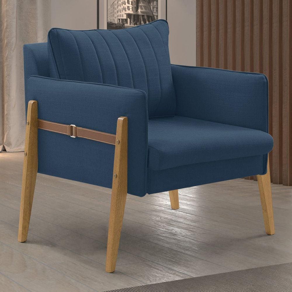 Poltrona Decorativa para Sala de Estar Orion Acqua Azul Marinho