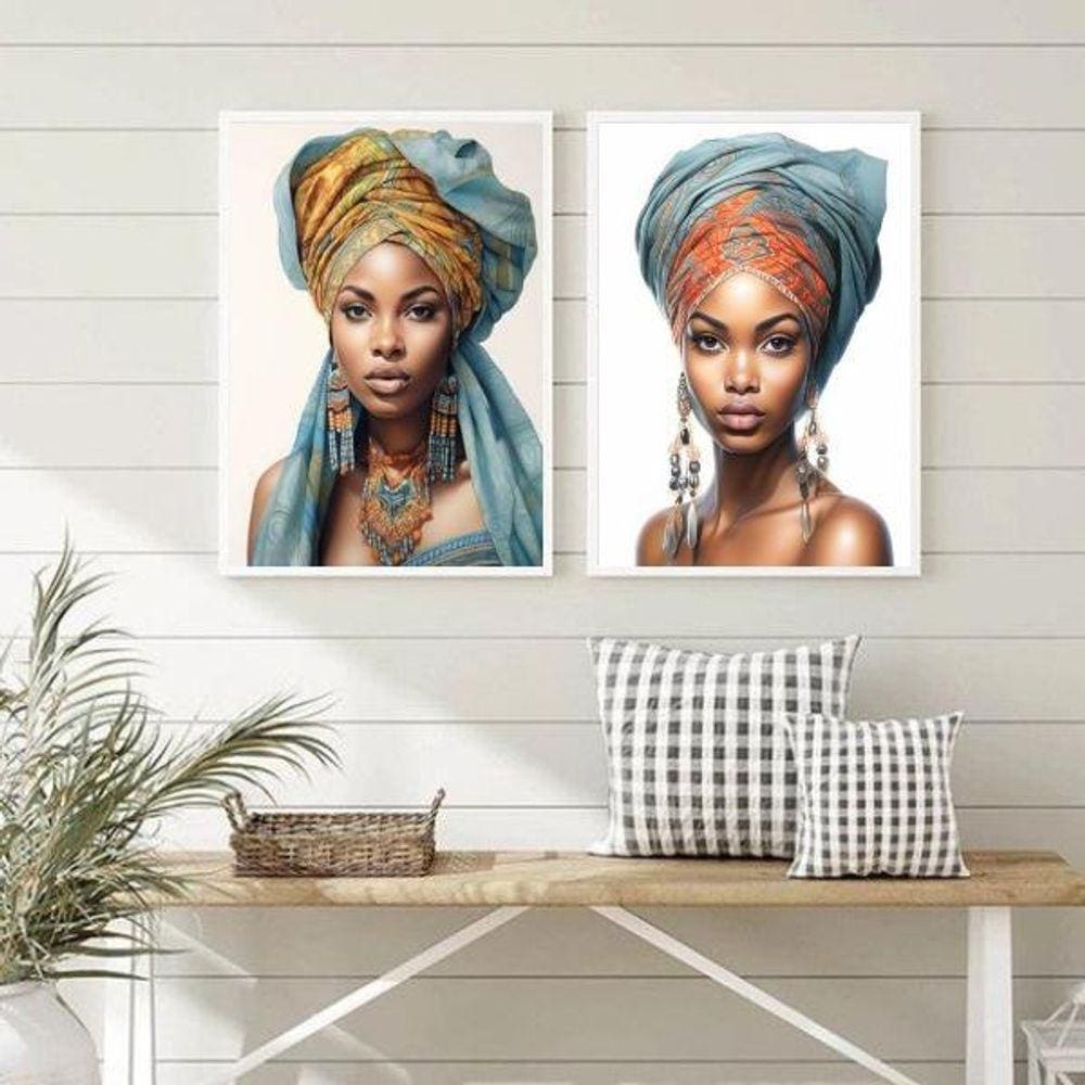 Quadros Decorativos Mulher Africana 45x34cm - Com Vidro