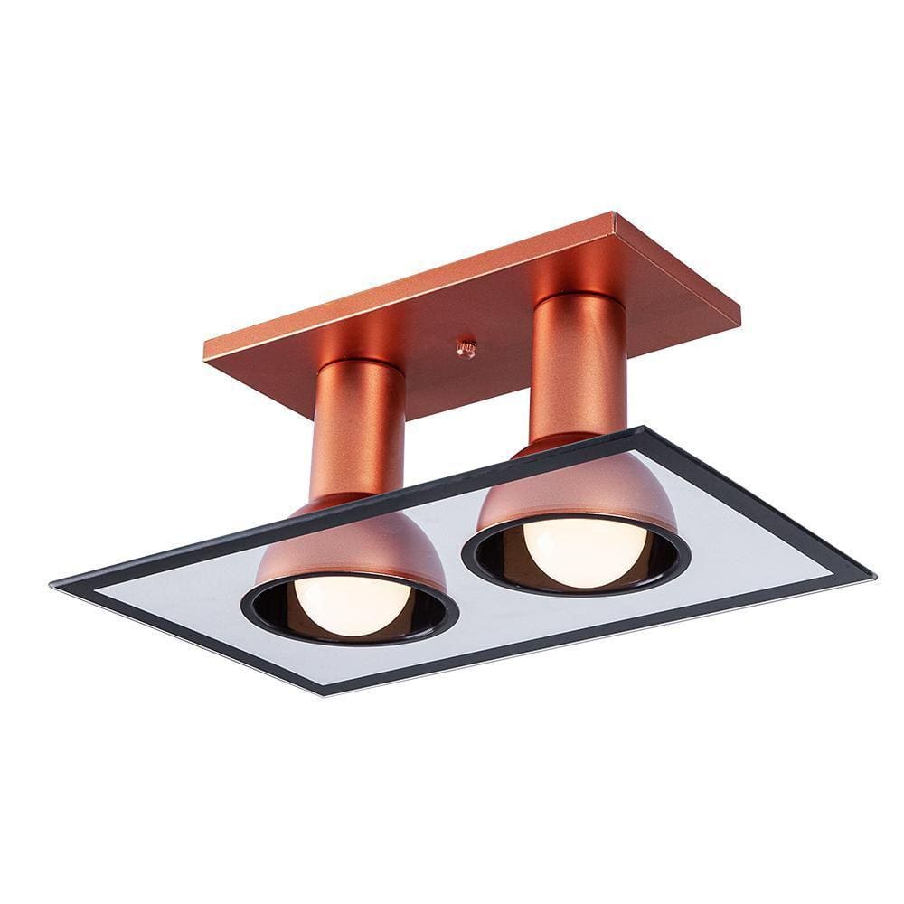 Luminária Teto Plafon Sobrepor Cobre 02 Lâmpadas E27 Vidro