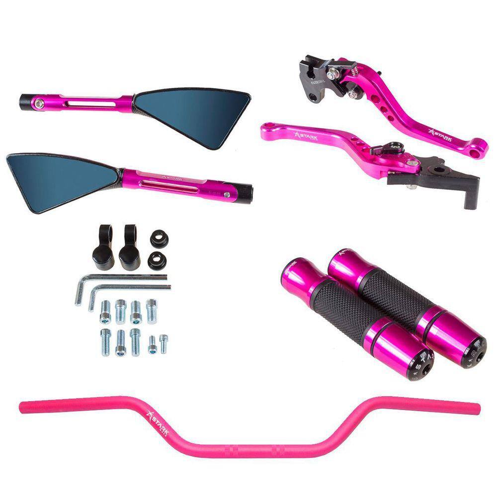 Kit Rosa Guidão 22Mm Manopla Jupiter Retrovisor Manete Mt07